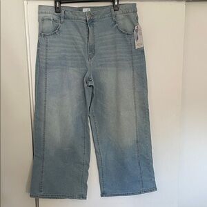 Women’s high rise, cropped, wide leg Light Blue Jeans